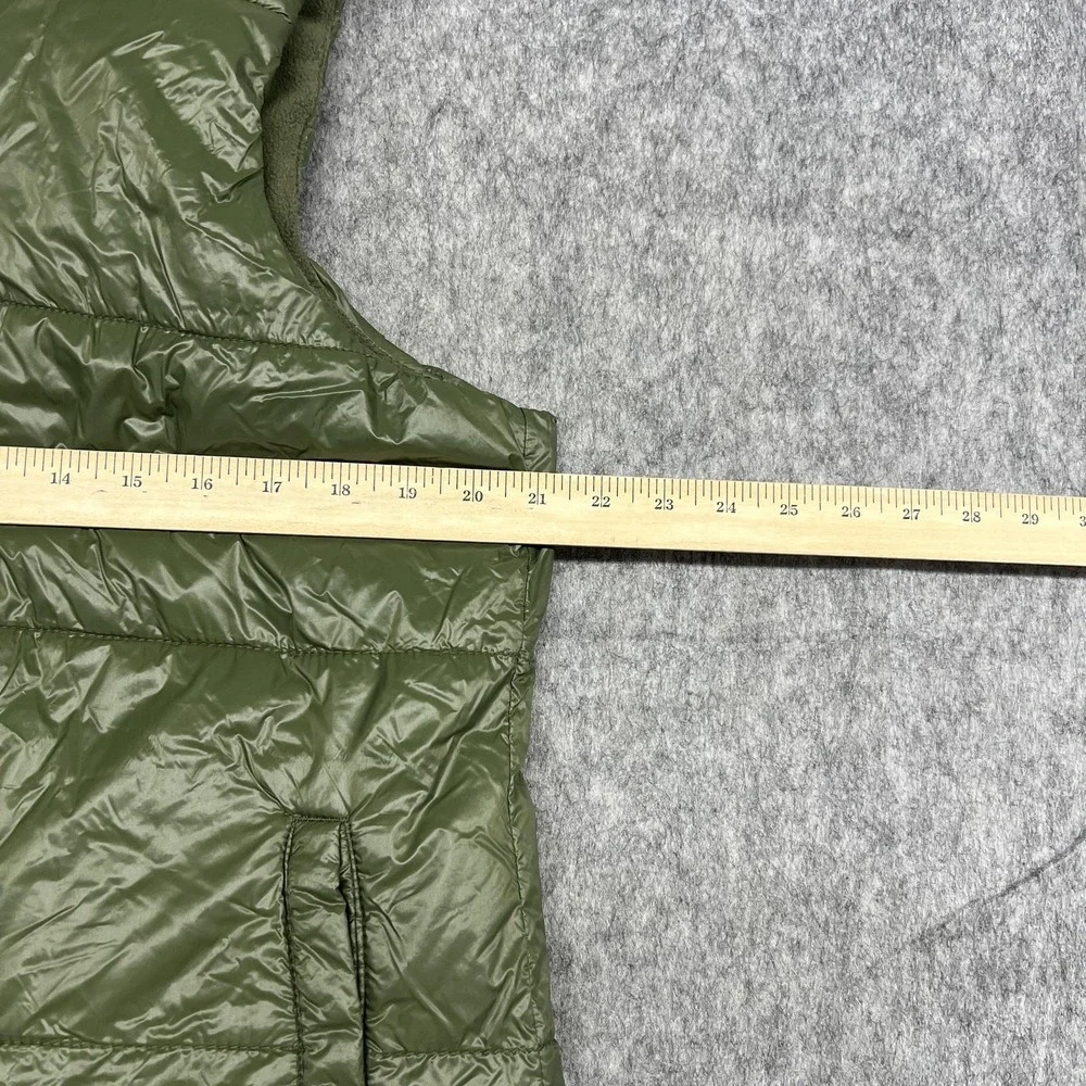 Old Navy Hooded Puffer Vest Womens Large Green Quilted‎ Fleece Lined About Thyme